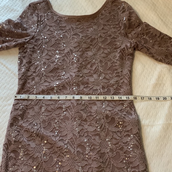 Onyx Nite Lace & Sequin 3/4 Sleeve Sheath Dress - Picture 6 of 7
